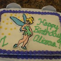 Tinkerbell Cake This was my first attempt at a frozen buttercream transfer for my nieces 2nd birthday.