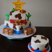 Western Cake This is a French Vanilla cake with chocolate filling and butter cream icing.. All the decorations are sculpted by hand out of fondant, and...