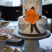 Peach And Grey Wedding Shower Cake Gumpaste Decorations.