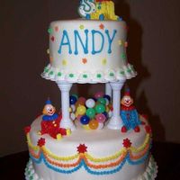 Practice Bday Cake 10 and 6 inch dummies covered in MMF with buttercream piping.