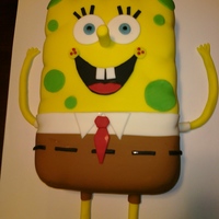 Sponge Bob This cake was for my nephews 1st birthday. Chocolate cake with chocolate buttercream icing covered with fondant.