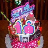The Non- Cake Candy Bar "cake" Because I bake so often, we are all kind of tired of cake. So, I put together this candy bar "Cake" for my daughter's 19th...