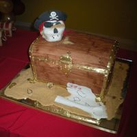 Pirates Case Three layer of orange cake and everything is edible.