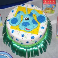Blue Clues A little bit of everything! Fondant covered cake, BC Blues Clues, painted details, even a little color flow.