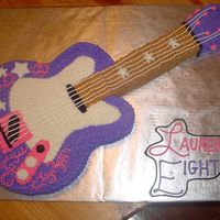 Hannah Montana Guitar 12x18 cut-out with buttercream icing and detail