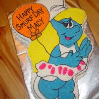 Smurfette 12x18 cutout with buttercream icing and detail