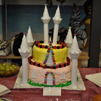 Candy Castle candy castle cake with chocolate cream zabaione cream, decorated with candies, fondant and royal icing