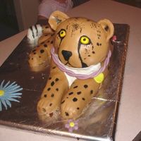 Cheetah Four cakes, fondant, and a black food writer! My first 3D cake turned out better than I thought it would.