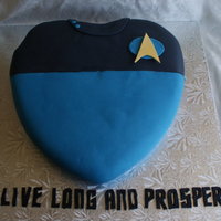 Star Trek Cake, Spock Themed... Star Trek Cake, Spock Style - A single layer chocolate heart-shaped cake covered with vanilla butter cream icing, than home made fondant. (...