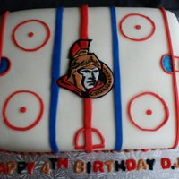 Ottawa Senators Birthday Cake A 9x13 sheet cake, chocolate in flavor, for a hockey fan (or the son of a Senators fan at least!). The cake is covered with vanilla butter...
