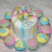 Baby Shower Baby Shower Cake & Cupcakes - This cake was lots of fun to make, I don't often get cupcake orders!! This cake was to celebrate two...