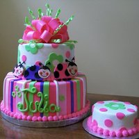 Little Ladybug First Birthday! I just adore first birthdays! Made to match party decorations. Covered in buttercream with fondant accents.