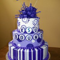 Ksu Bound! Made for 2 girls who just graduated high school and are heading to K-State! Purple Pride!!!! covered in buttercream with fondant accents.