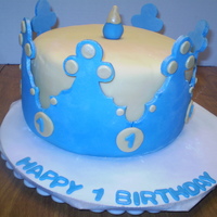 A Prince Is 1 BC iced and covered in fondant, crown was made from fondant/gum paste mix and made in 2 pieces allowing easy access to the cake. TFL.