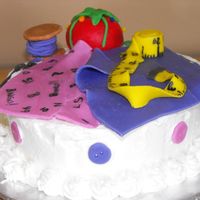 Sewing Birthday Cake 6" Choco. Sour Cream Cake with Mint Buttercream accented with MMF accents . Made for my Mom ... my sister called me this morning...