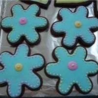 Flowers Dark chocolate rolled sugar cookies with Antonias icing.