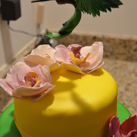 Hummingbird Cake I made this cake for my mom's 60th birthday. She loves orchids and hummingbirds so I incorporated both into the cake and chose colors...