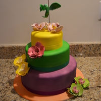 Hummingbird/orchid Cake 1 I made this cake for my mom's 60th birthday. She loves orchids and hummingbirds so I incorporated both into the cake and chose colors...