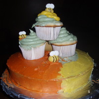 My Boys' First Cake. My two boys made this cake out of leftovers. Pretty cool for 7 & 8 year olds! :)