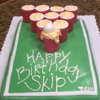 Beer Pong This was a cake I made for my brother's 21st birthday. Its a beer pong cake. Its a chocolate sheet cake with chocolate oreo filling. I...