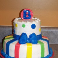 Baby Boy Shower Cake primary colors used fondant details