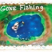 Gone Fishing White cake cherry filling and bc icing . this for a friends father who is retireing and plans to spend alot of time fishing.