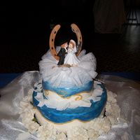 Country Wedding Cake Only the top is actual cake, I also made a full sheet cake for the guests to eat, the bride and groom just wanted a small cake to cut into...