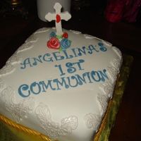 First Communion Cake This is not how I would have made it, but I was told by my friend that her daughter specifically wanted a white square cake, with a gold...