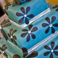 Teal & Black This cake was made for one of my favorite clients. The bride chose non-edible rhinestone buttons for the flower centers. It looked really...