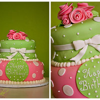 Pink & Green This cake was done for a fellow wedding vendor's daughter. She gave me the color theme & said "just go with it". This is...