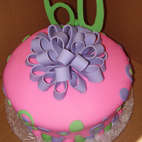 60Th Birthday Cake Pink Fondant three layer cake bottom/top layer is vanilla cake and the middle layer is devil's food with a vanilla buttercream