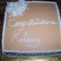 Congrats Kelsey 10" square (in my new 3" deep pan that I LOVE!) french vanilla cake, with almond buttercream icing and strawberry filling (the...