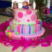 Fancy Nancy Chocolate chip cookie cake with buttercream icing and mmf decorations.