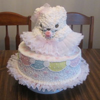 Baby Shower Cake Cake is covered with fondant. Bear is covered with buttercream.