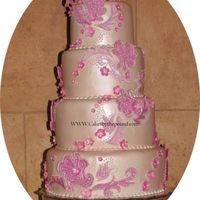 Pink Wedding Cake The cakes inspiration was the brides dress patterns