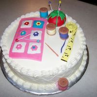 Quilting Cake Made for a friend who loves quilting. Lemon cake with lemon buttercream.