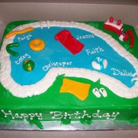Swimming Pool Birthday Marbled WASC with buttercream frosting and fondant accents.