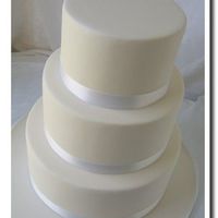 Simply Elegant Yummy White Chocolate Fondant with Pearl White Ribbons, Simple, But its my new favorite look!