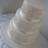 Wedding Cake White Wedding Cake, Luster Dust Painted Cake board. TFL!
