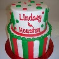 Christmas Wedding Shower This is a two layer stacked cake. It has a theme of christmas and is made out of all butter cream.