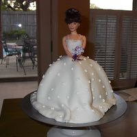 Quienceanera Doll Cake made for the top of a cupcake tree for a quinceanera. Pound cake covered in fondant