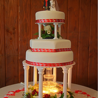 My Own Wedding Cake this was my own wedding cake. i used a round 15inch cake tin. a hexagon and another round cake.covered in fondant. i didnt make the...