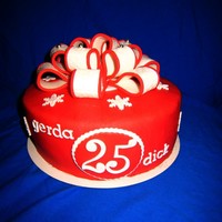 Red Cake With Bow 