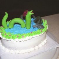 Nessie My cousin and I were both born in Scotland and we have matching"Nessie" tattoos so, for her recent visit I made this cake.