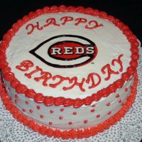 Cincinnati Reds Cake This is the "cake disaster" that I wrote about in the forums. I tried to save it the best I could for my friends birthday. All BC...