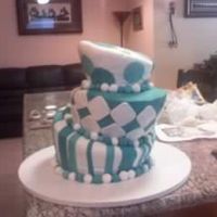 Teal And White Topsy Turvy Cake this was made for a quinceanera. it was my first topsy turvy.. lots of work but i was pretty happy with the results. sad thing is... it...