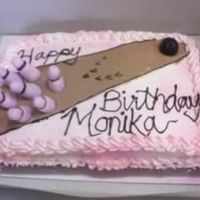 Bowling Lane Cake. I madet his for my bff's 25th b-day. she loves pink and we went disco bowling.. fondant bowling pins and bowling ball. BC icing.. i...