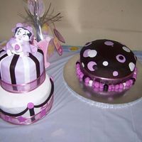 Brown And Pink , Baby Boop all fondant. pink ribbon bordering.