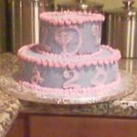 Lil Girls' 2Nd B-Day i had my first PAYING customer order a pink and purple (abby cadabby colors) 2 tiered cake. she wanted D's (for Dezi) and 2's (...