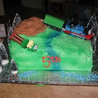 Happy 5Th Birthday, Thomas! Well the child's name wasn't Thomas but he sure did love the show! The cake is a dark chocolate cake with vanilla buttercream and...